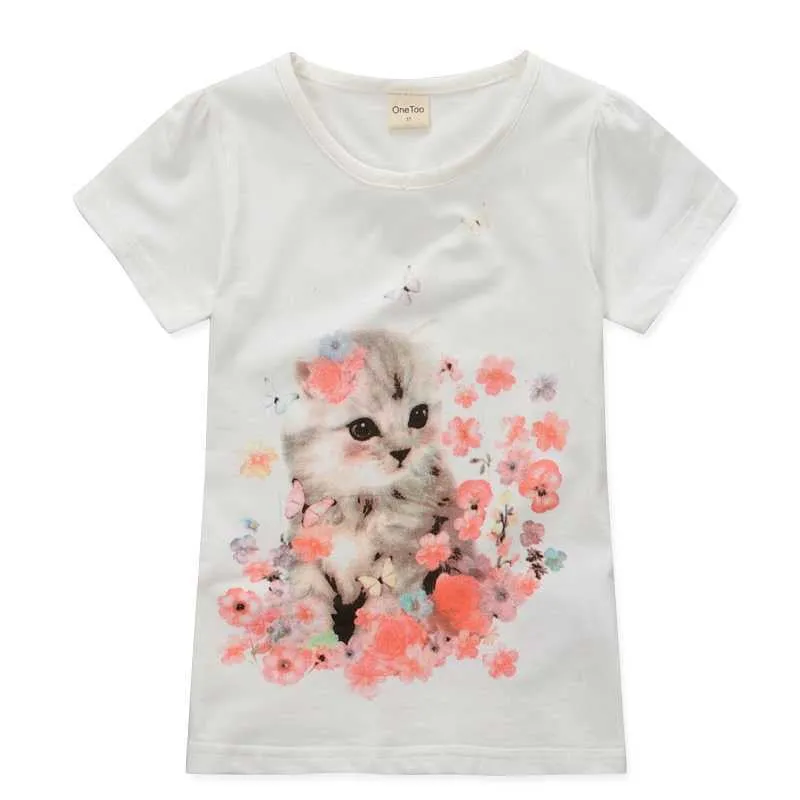 Girl t-shirt big Girls tees shirts children blouse t-shirts kids summer clothes jacket rabbit pink