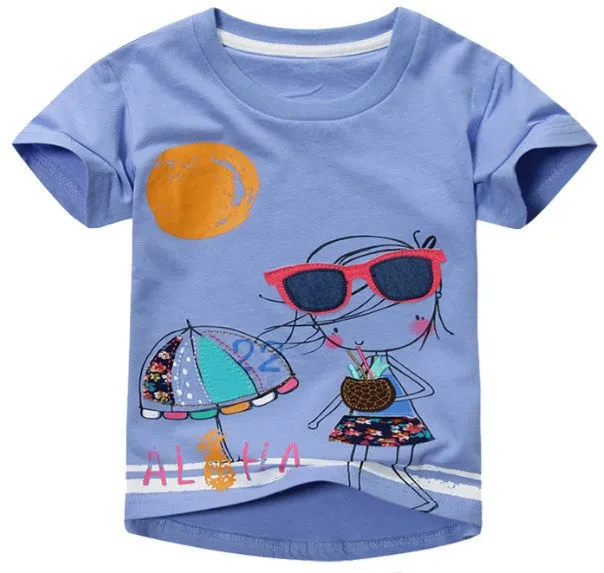 Girl t-shirt big Girls tees shirts children blouse t-shirts kids summer clothes jacket rabbit pink