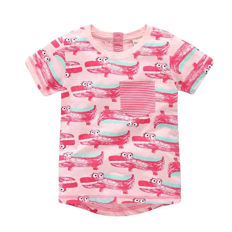 Girl t-shirt big Girls tees shirts children blouse t-shirts kids summer clothes jacket rabbit pink