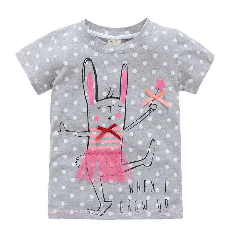 Girl t-shirt big Girls tees shirts children blouse t-shirts kids summer clothes jacket rabbit pink