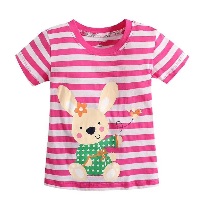 Girl t-shirt big Girls tees shirts children blouse t-shirts kids summer clothes jacket rabbit pink