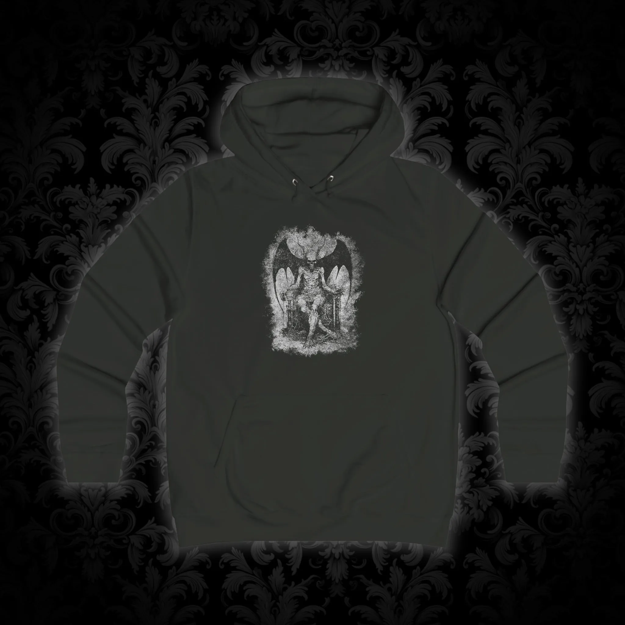 Girlie Hoodie Devil on his Throne in Grey