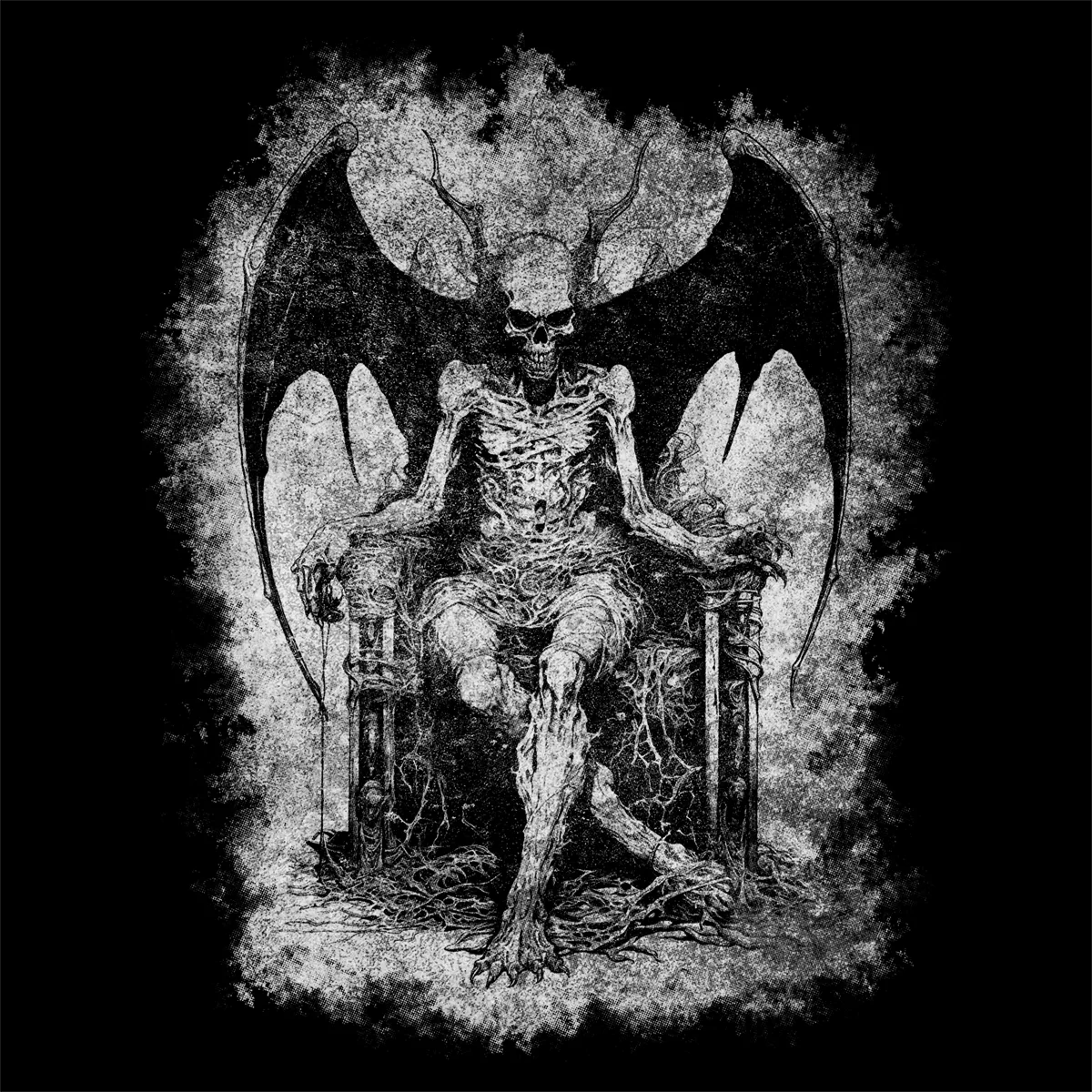 Girlie Hoodie Devil on his Throne in Grey