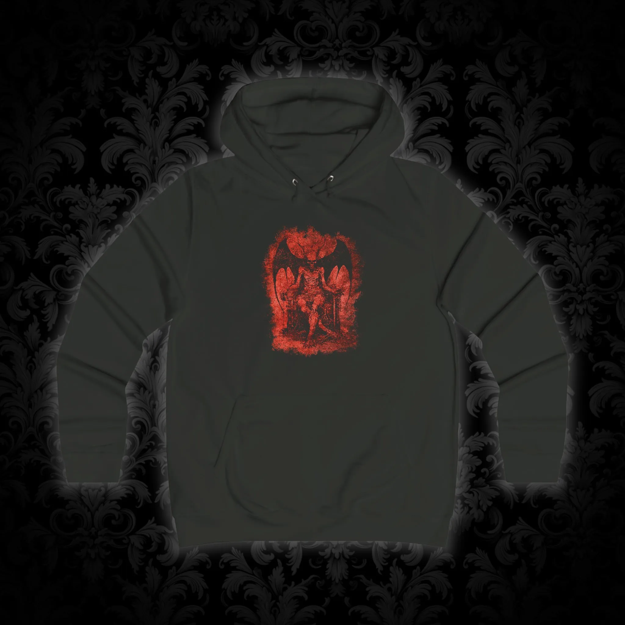 Girlie Hoodie Devil on his Throne in Red
