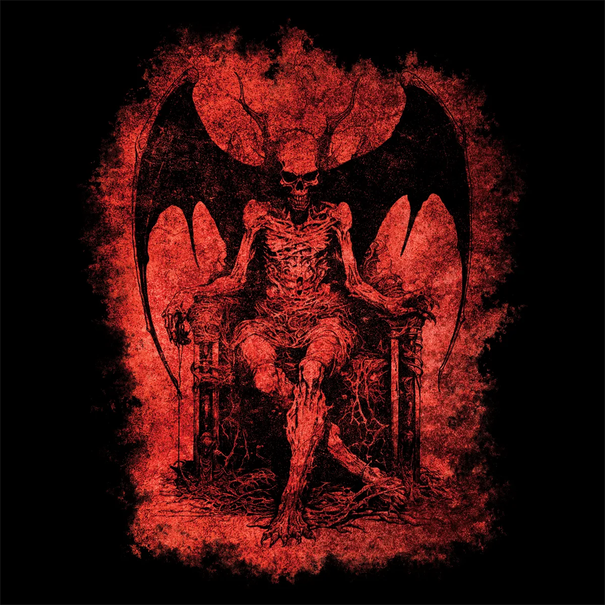 Girlie Hoodie Devil on his Throne in Red