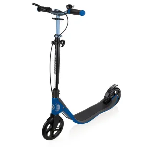 Globber One NL205 Deluxe 2-Wheels Adult Kick Scooter - Titanium/Navy Blue