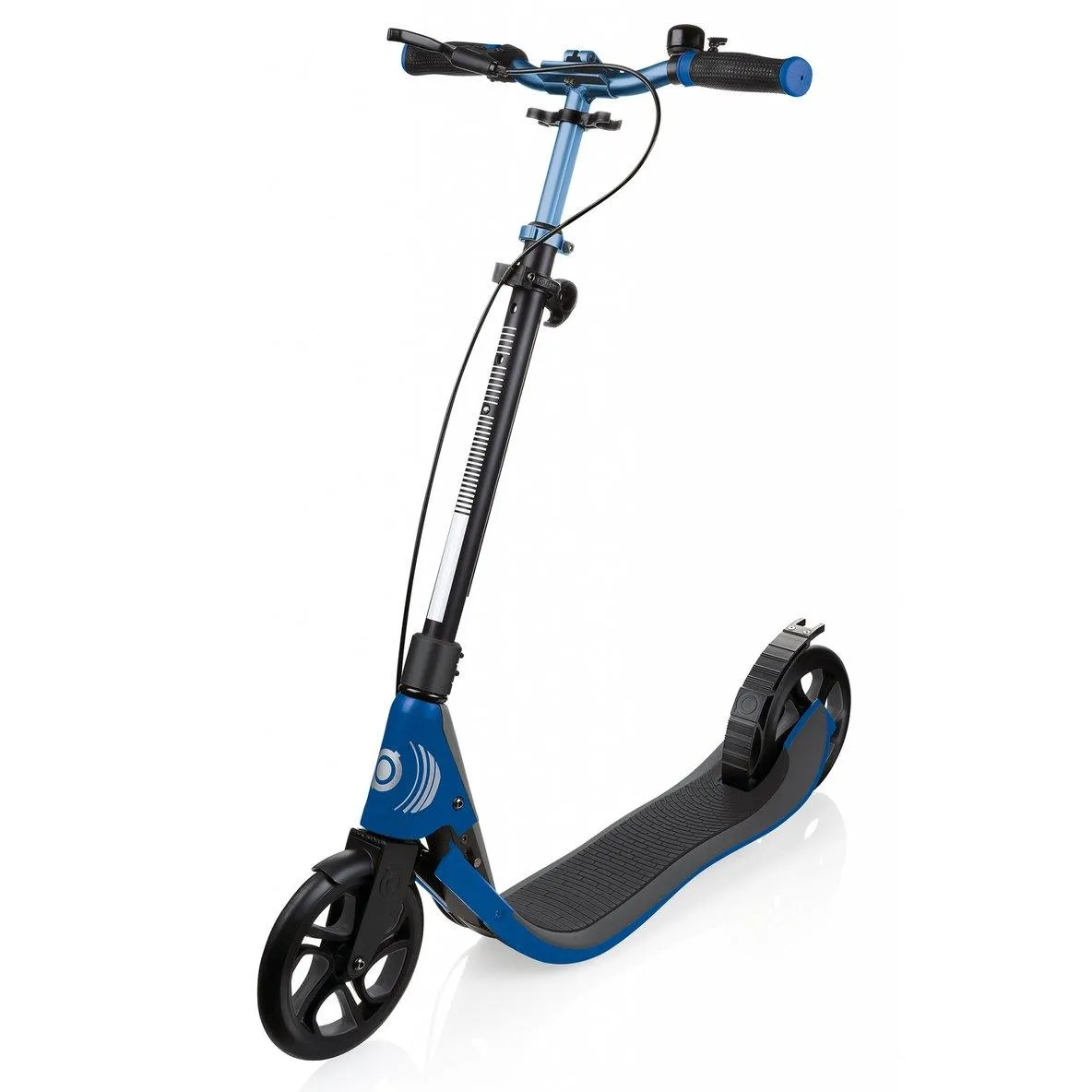 Globber One NL205 Deluxe 2-Wheels Adult Kick Scooter - Titanium/Navy Blue