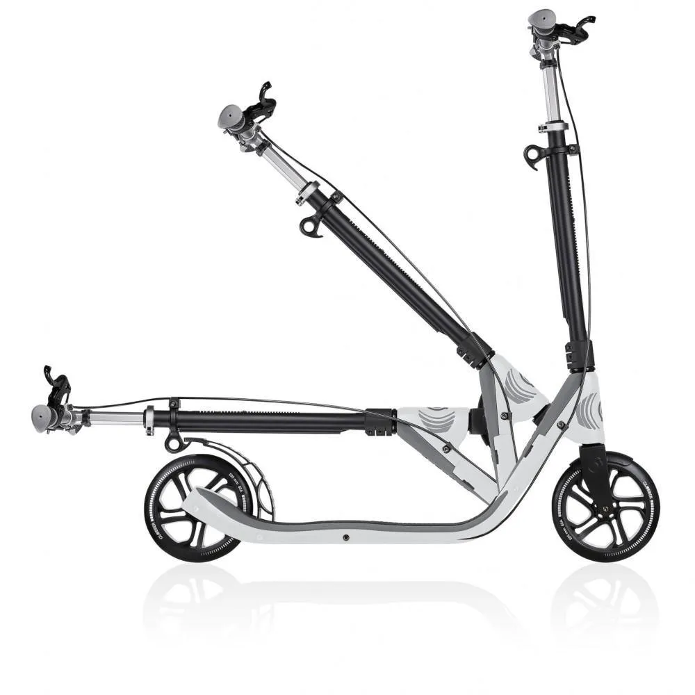 Globber One NL205 Deluxe 2-Wheels Adult Kick Scooter - White/Dark Grey