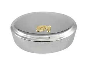 Gold Toned Textured Egyption Eye of Horus Pendant Oval Trinket Jewelry Box