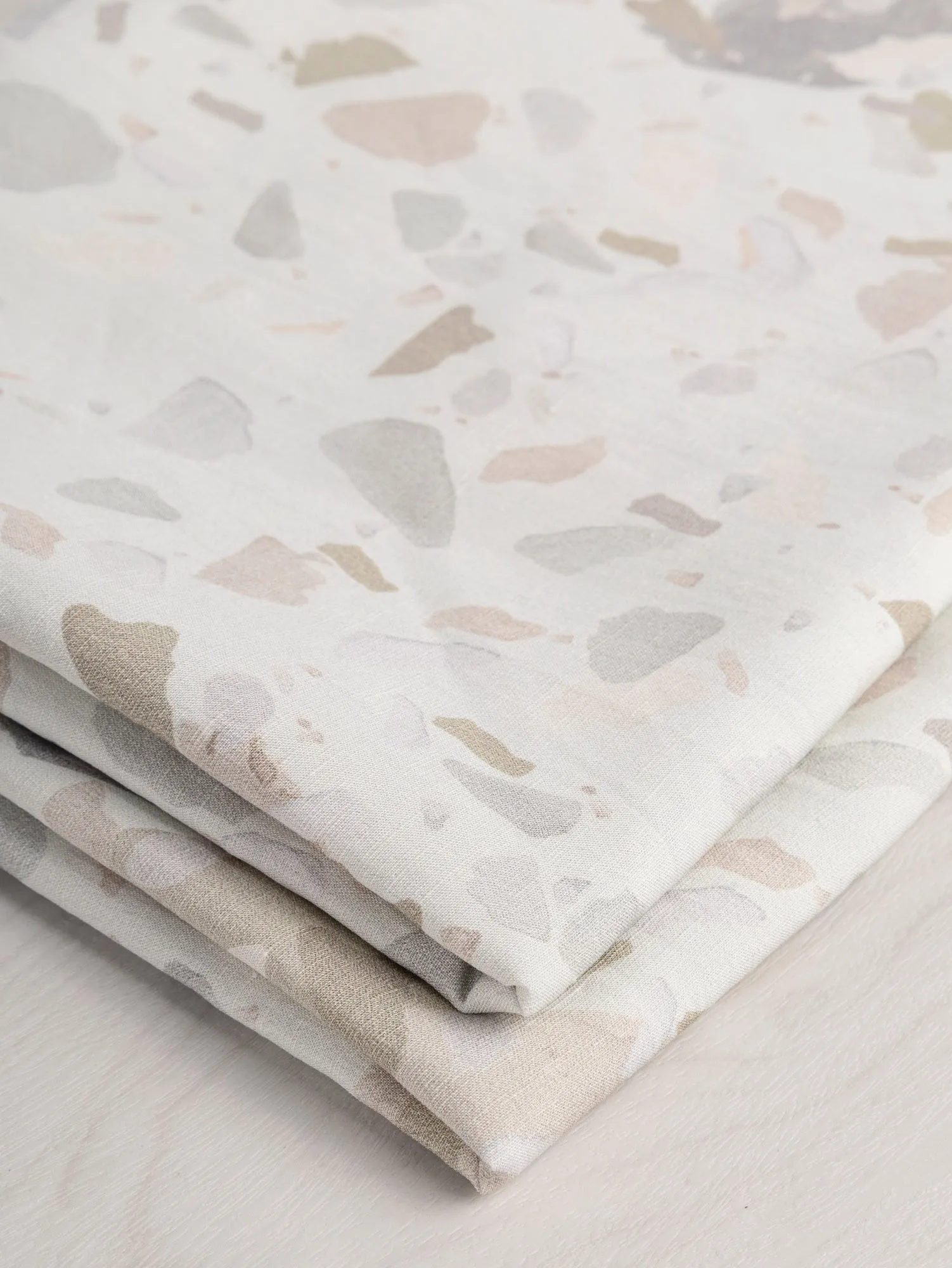 Granite Print Viscose Linen Deadstock - Off White   Pastel - Swatch