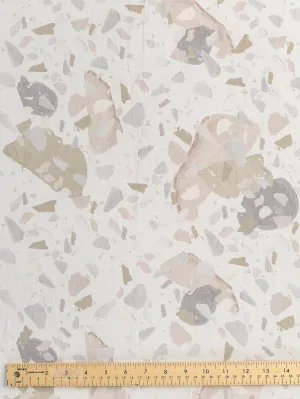 Granite Print Viscose Linen Deadstock - Off White   Pastel - Swatch