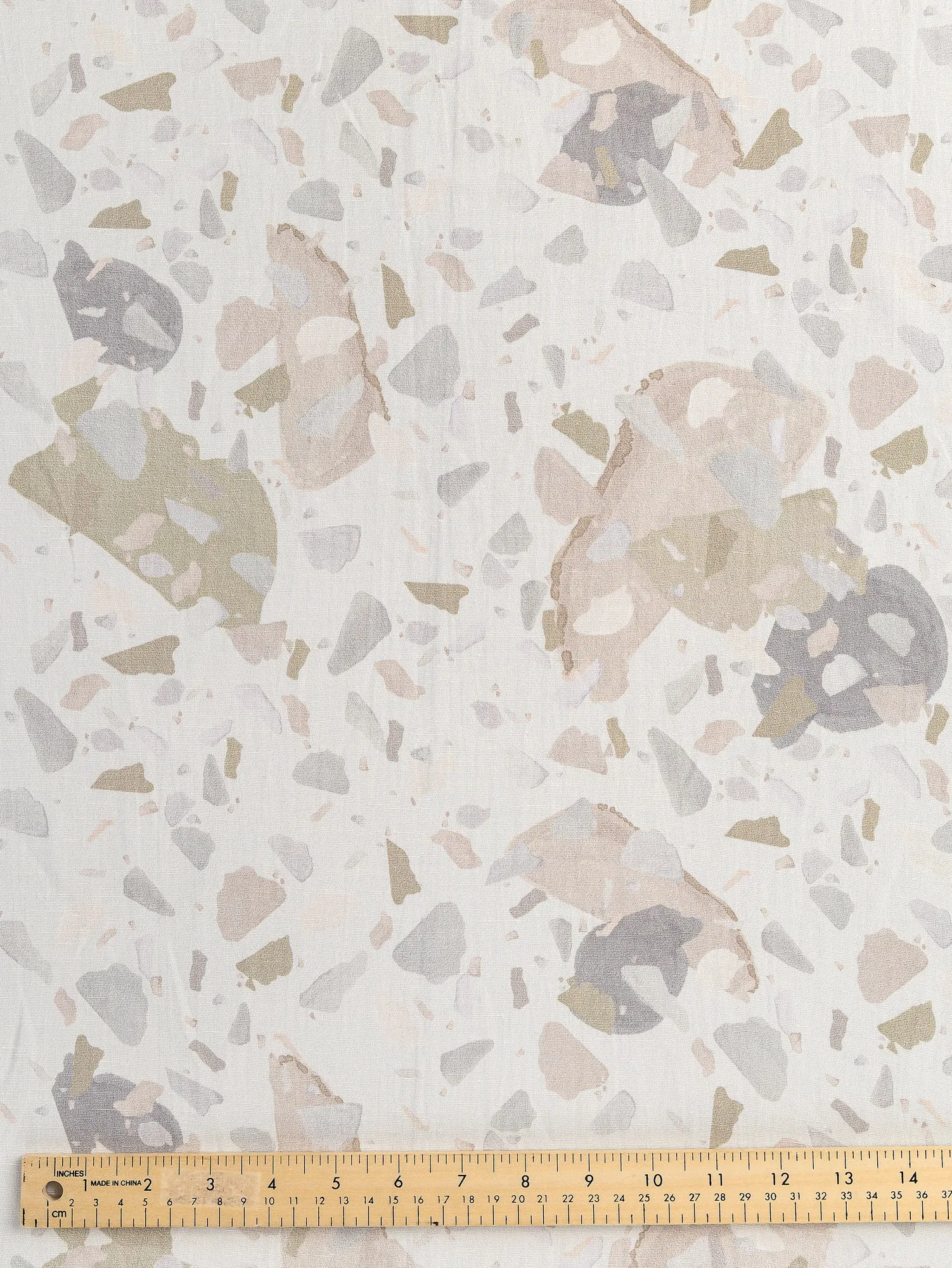 Granite Print Viscose Linen Deadstock - Off White   Pastel - Swatch