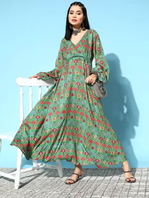 Green Edgy Print Dress