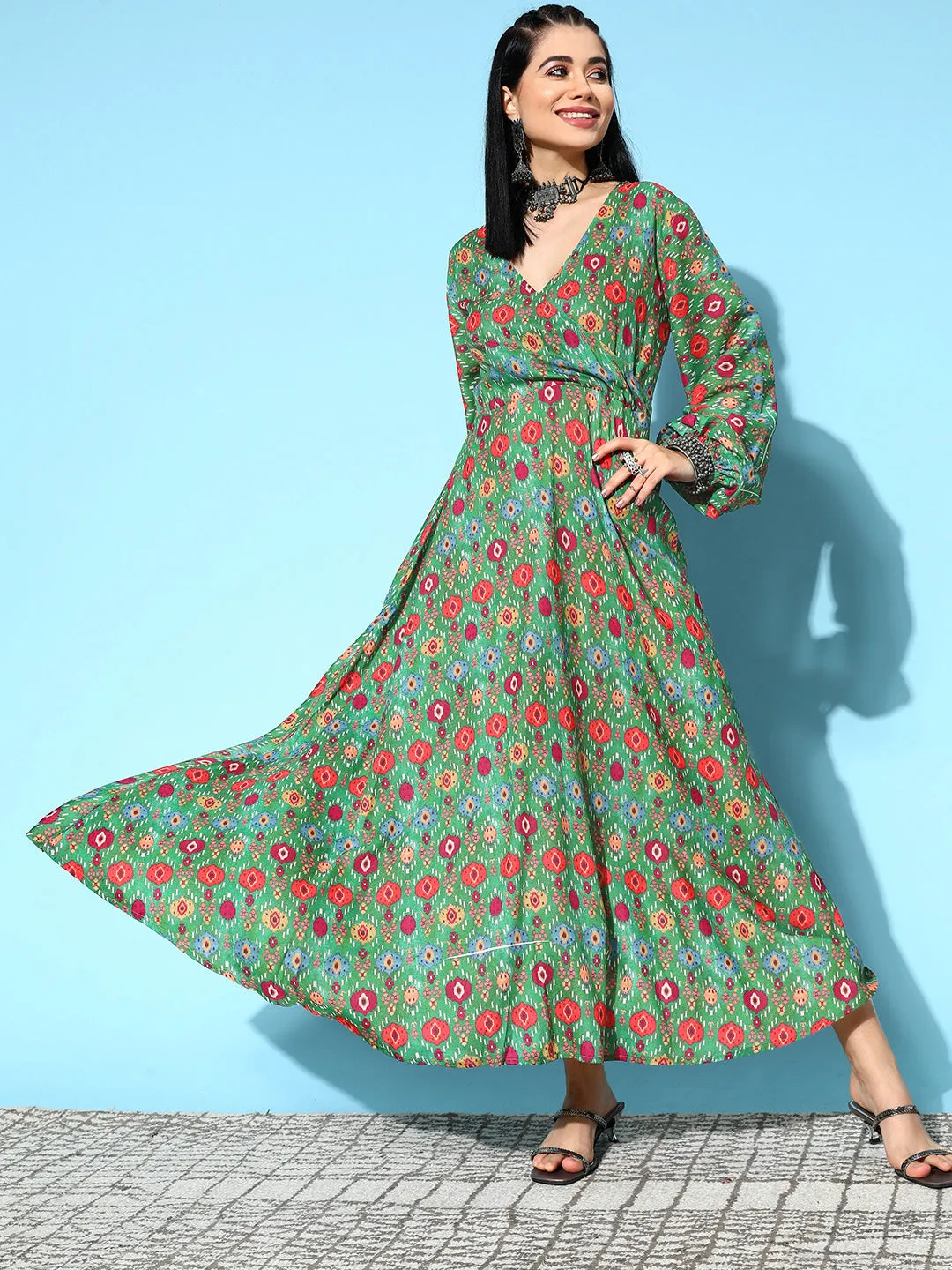 Green Edgy Print Dress