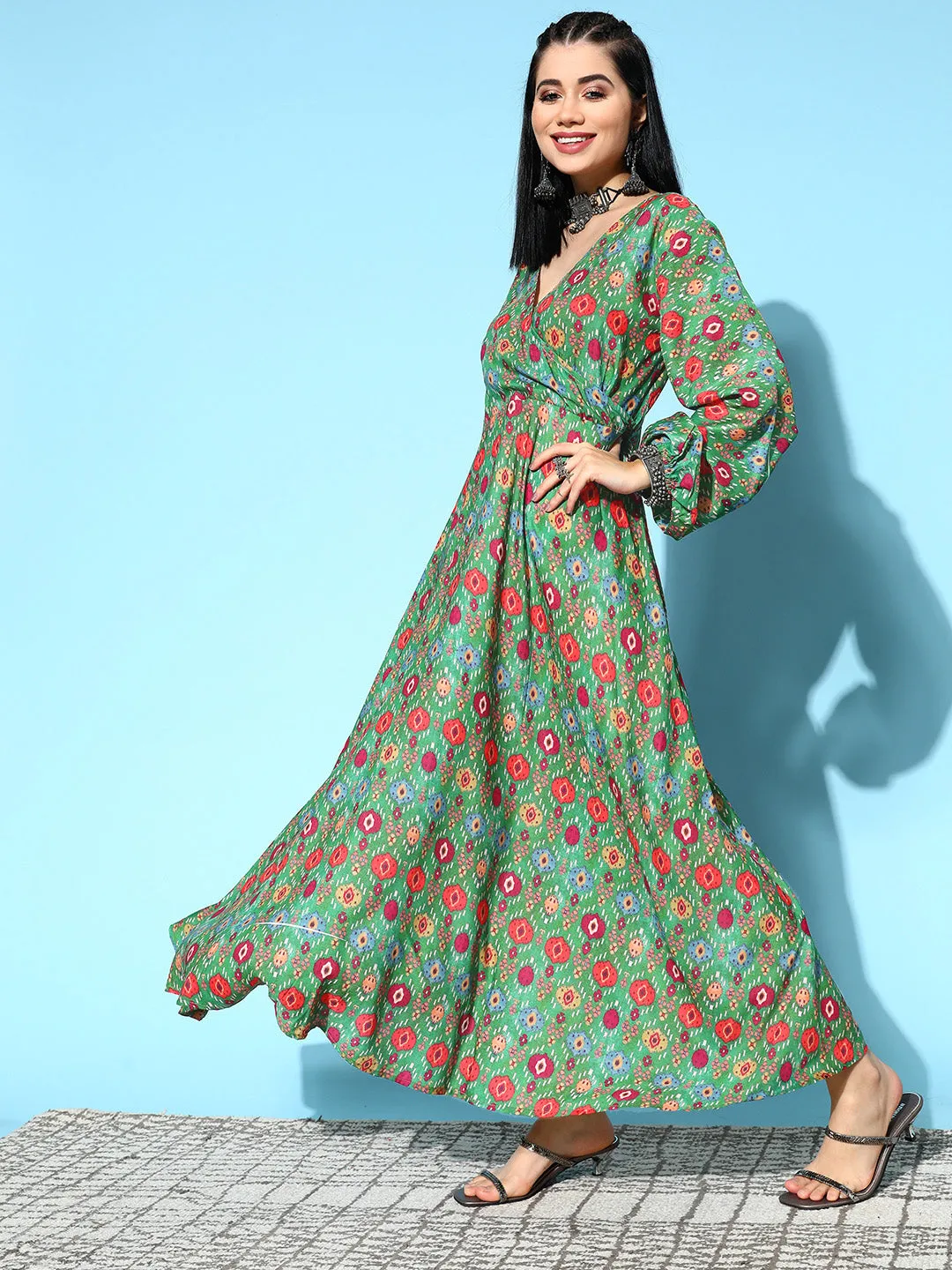 Green Edgy Print Dress