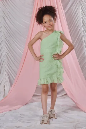 Green One Shoulder Dress