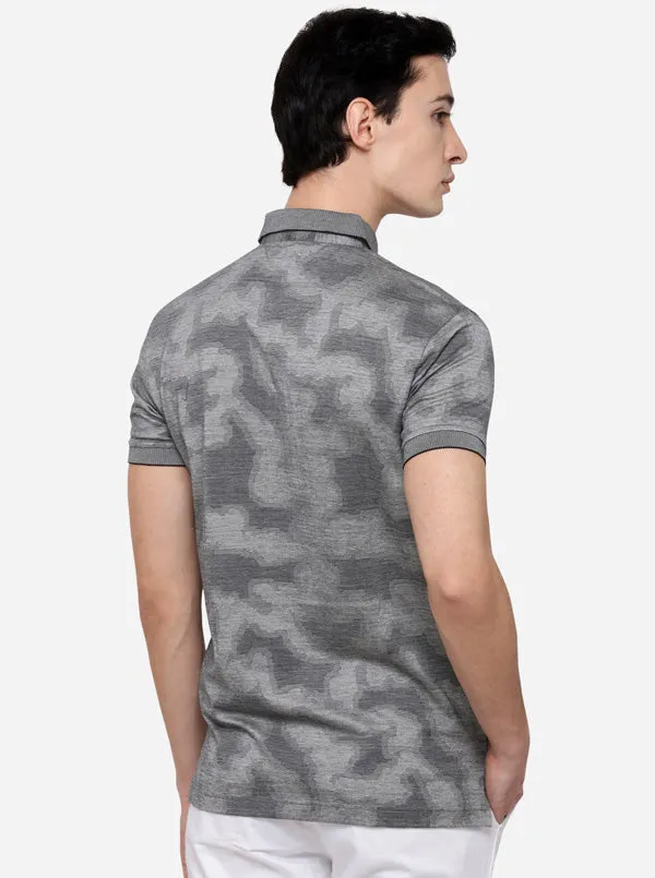 Grey Solid Slim Fit Polo T-Shirt | JadeBlue