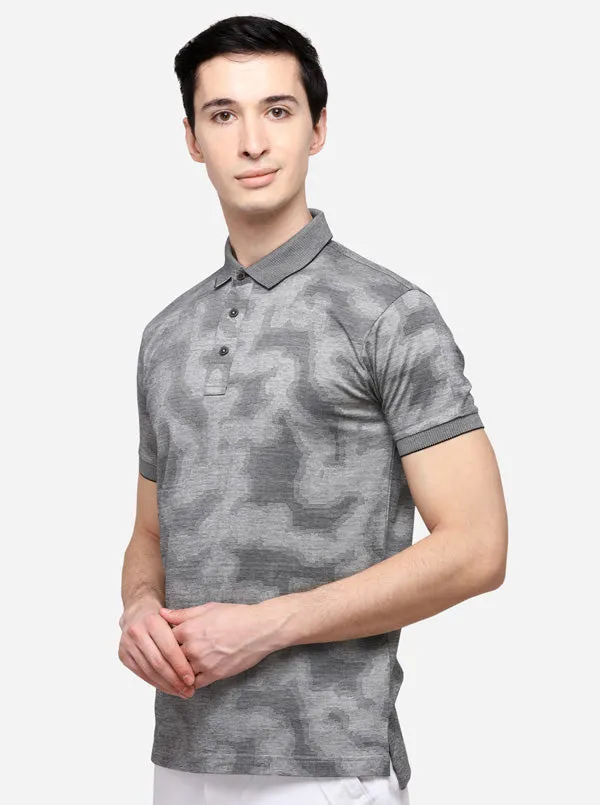 Grey Solid Slim Fit Polo T-Shirt | JadeBlue