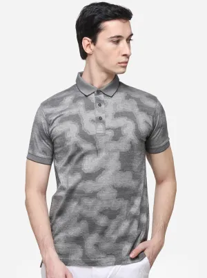 Grey Solid Slim Fit Polo T-Shirt | JadeBlue
