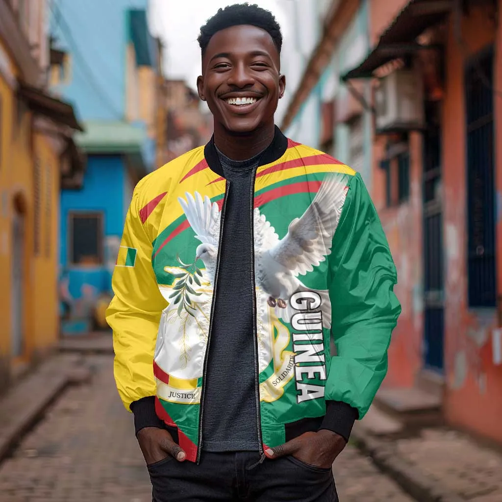 Guinea Bomber Jacket Coat Of Arms With Pigeon - Kente Pattern LT15