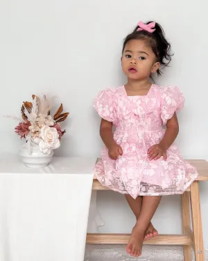 Hawaiian Flower Textured Dress - Blush