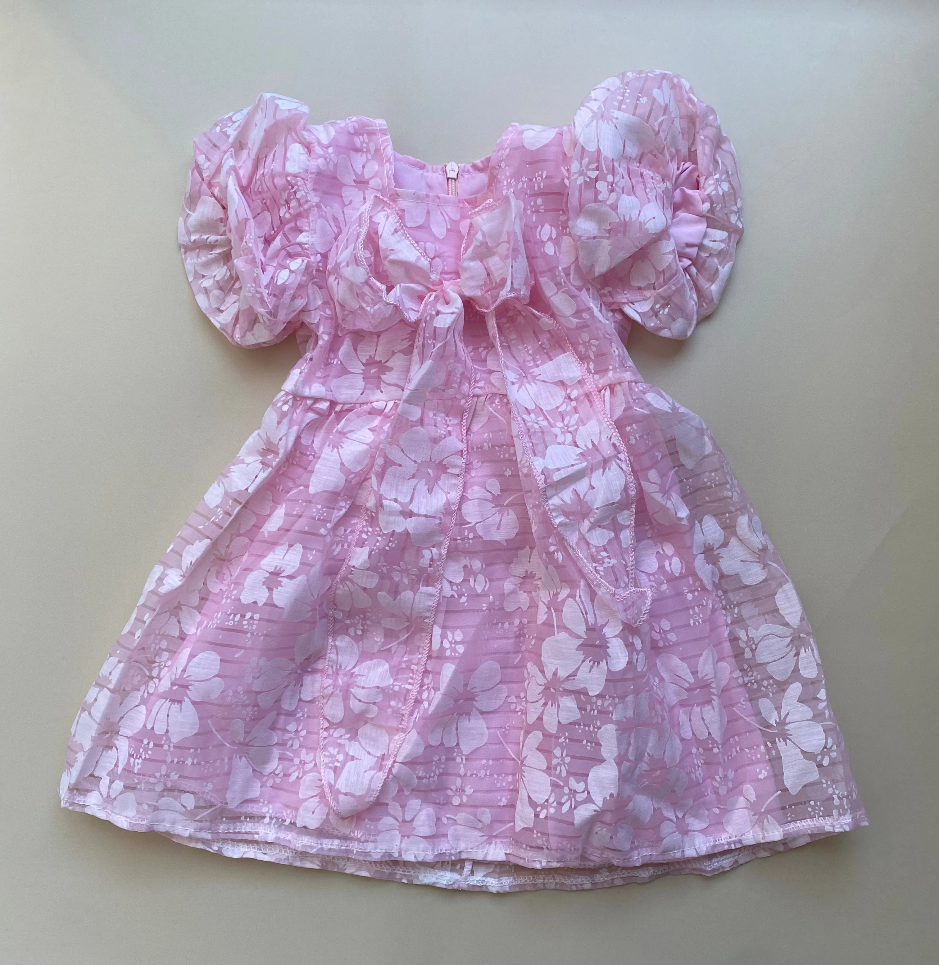 Hawaiian Flower Textured Dress - Blush