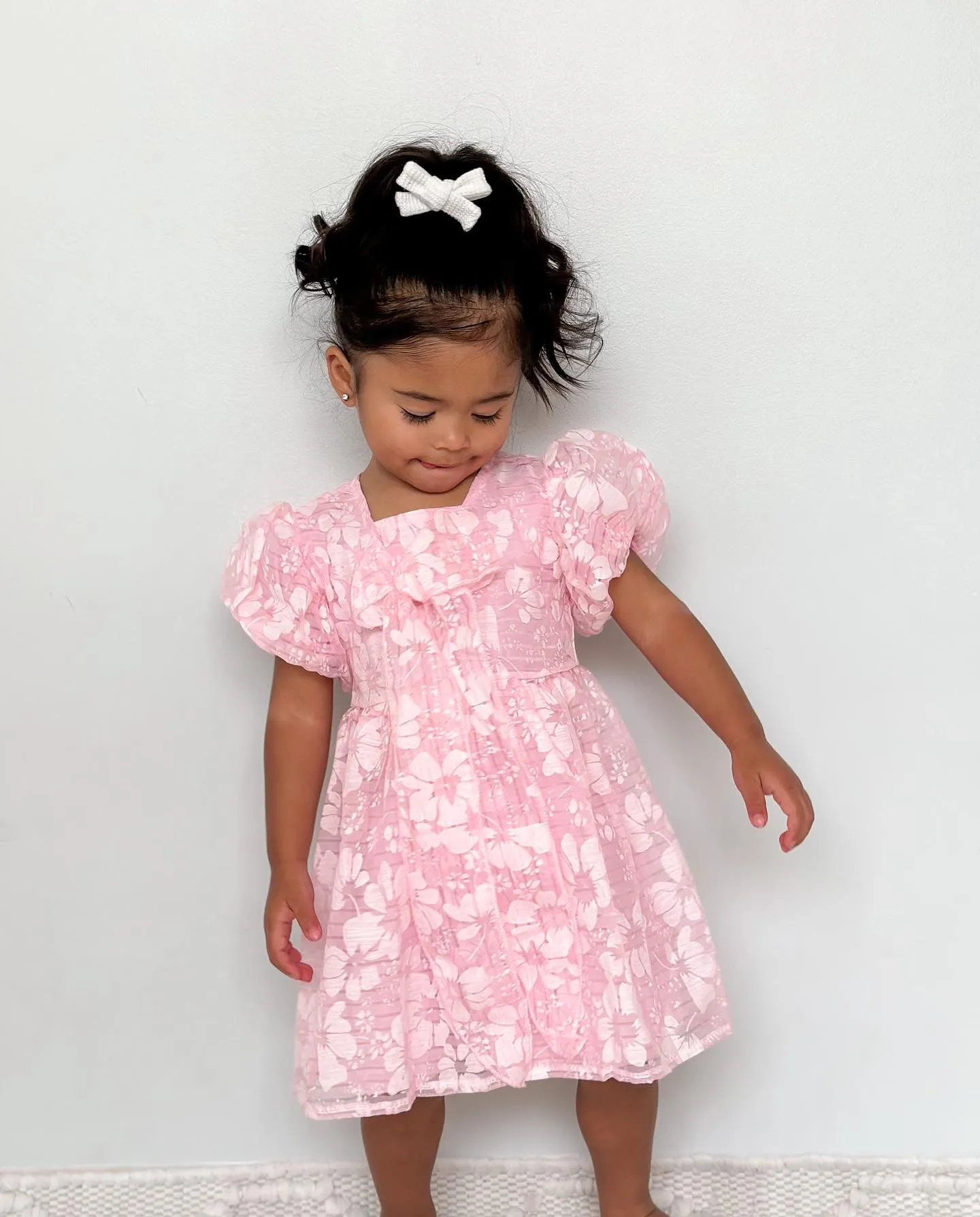 Hawaiian Flower Textured Dress - Blush