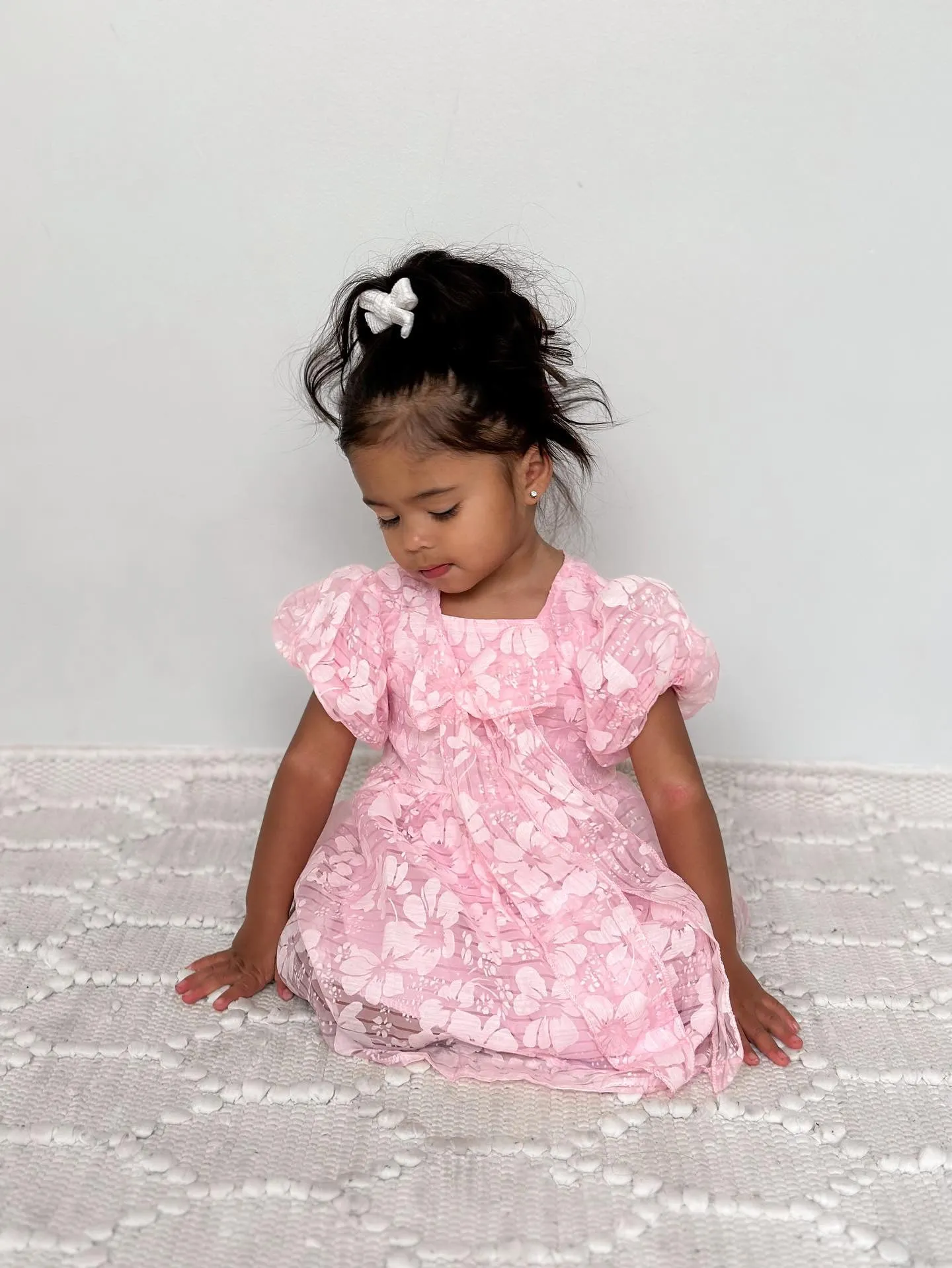 Hawaiian Flower Textured Dress - Blush