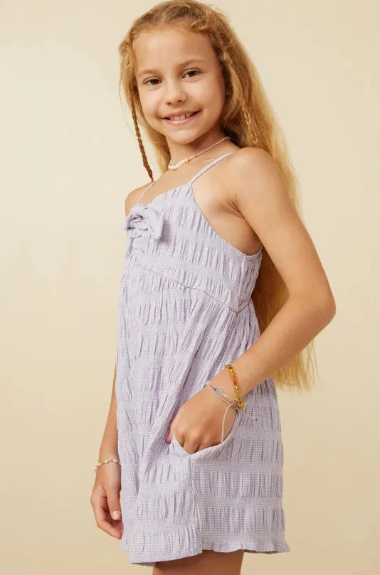 Hayden Girl Lavender Textured Bow Romper