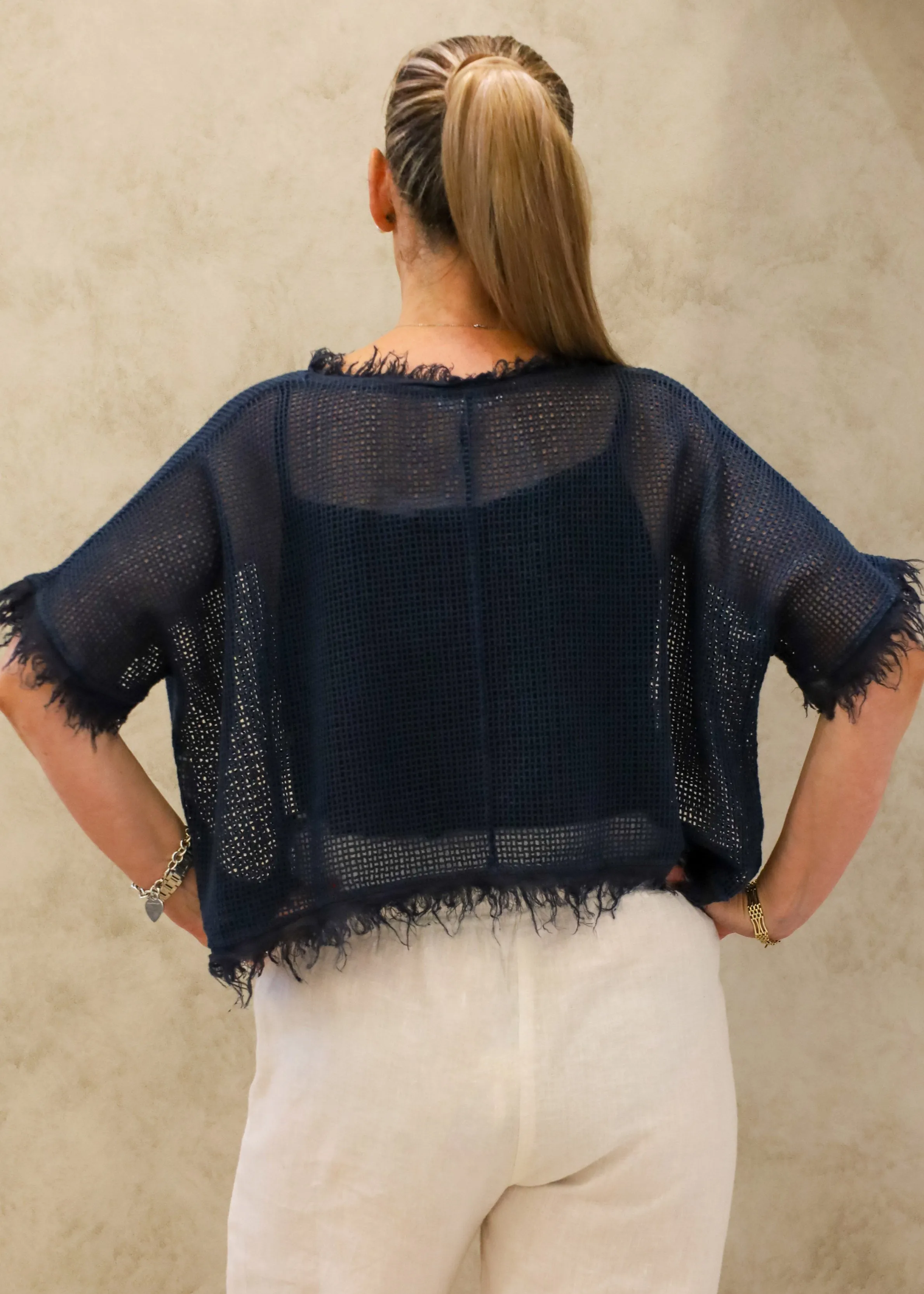 Hazel Cotton Top in Navy