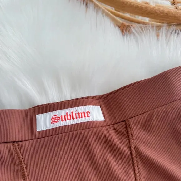 Highrack Sublime Biker Shorts Ribbed Rib Brown