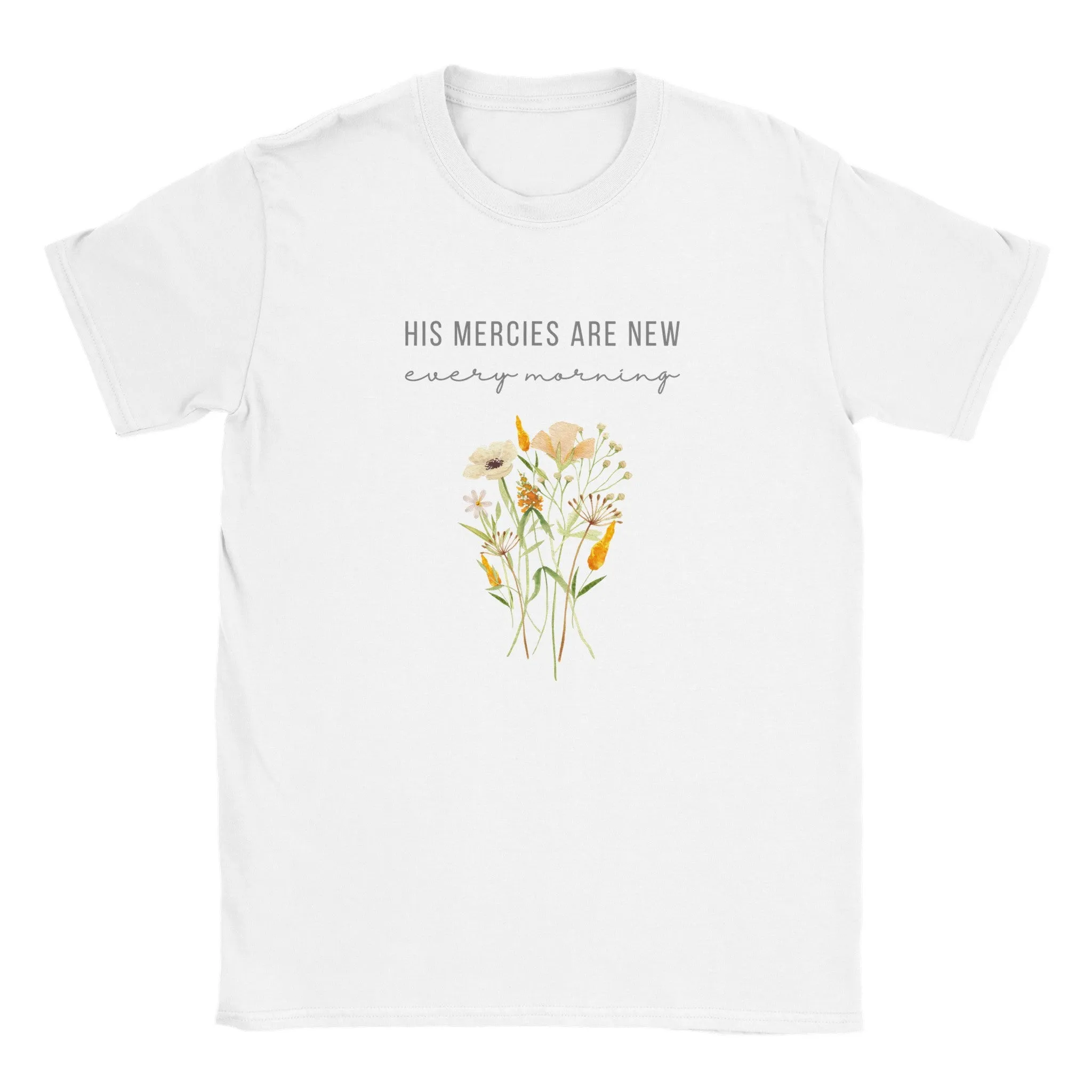 His Mercies are New Every Morning: Floral T-Shirt
