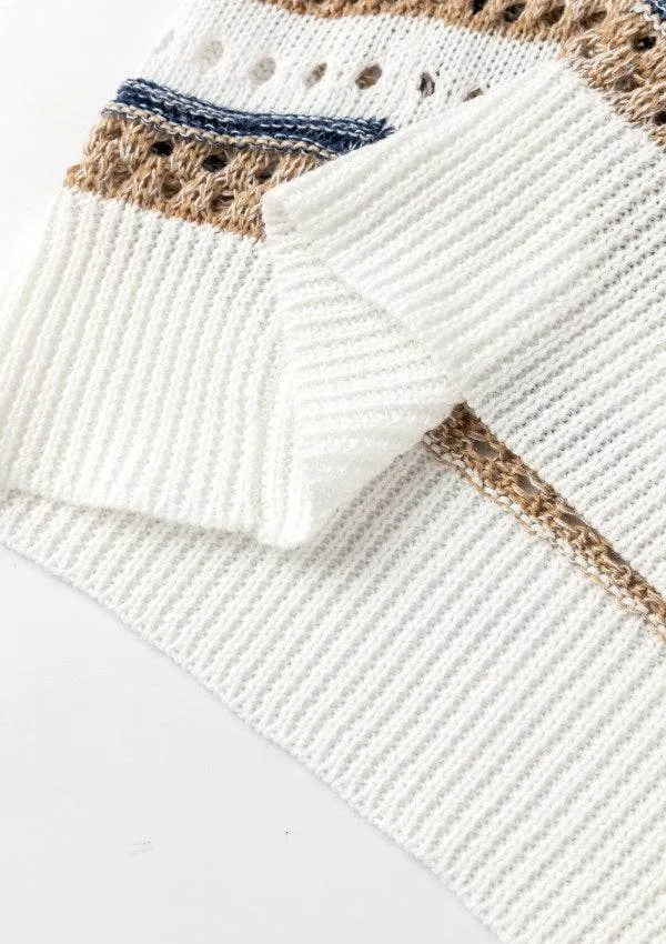 Hollow Out Half Sleeve Striped Knit Top – Casual Cool Comfort