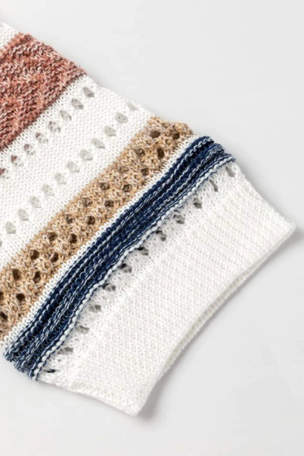 Hollow Out Half Sleeve Striped Knit Top – Casual Cool Comfort