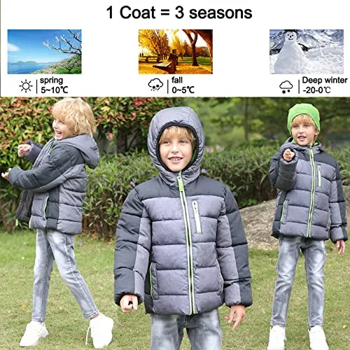 HZXVic Boys' Hooded Winter Coat