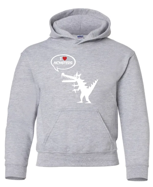 I Heart Monsters Kids Hoodies