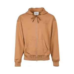Iceberg Men's Brown Logo Zip-Up Hooded Sweatshirt