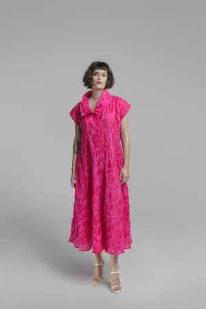 Igor Pink Textured Pullover Sheer Dress 60-25