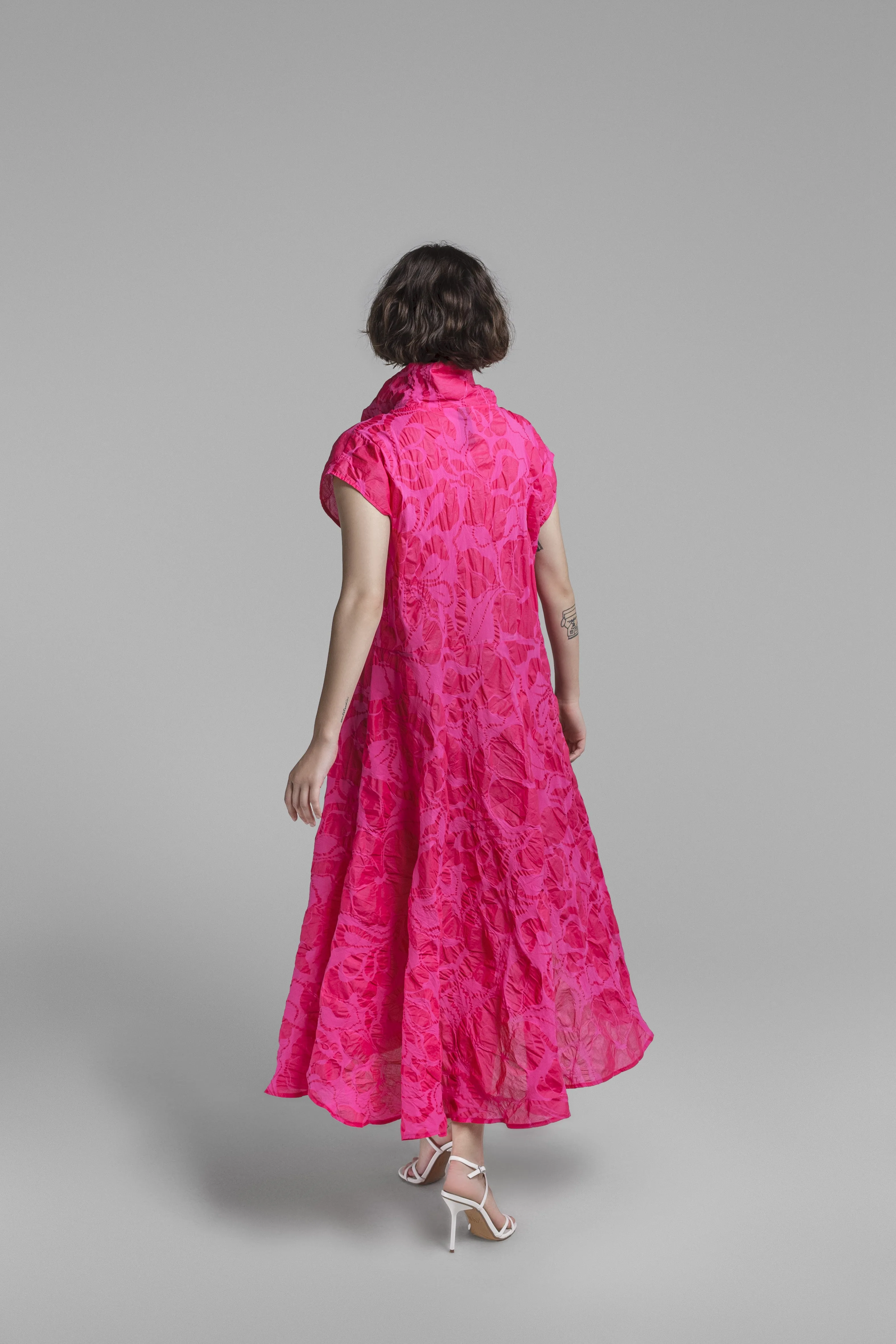 Igor Pink Textured Pullover Sheer Dress 60-25
