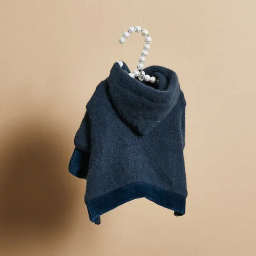 italian navy angora hoody sweater - last one!