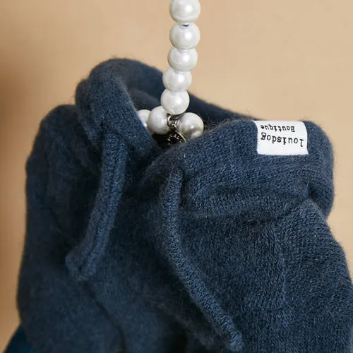 italian navy angora hoody sweater - last one!