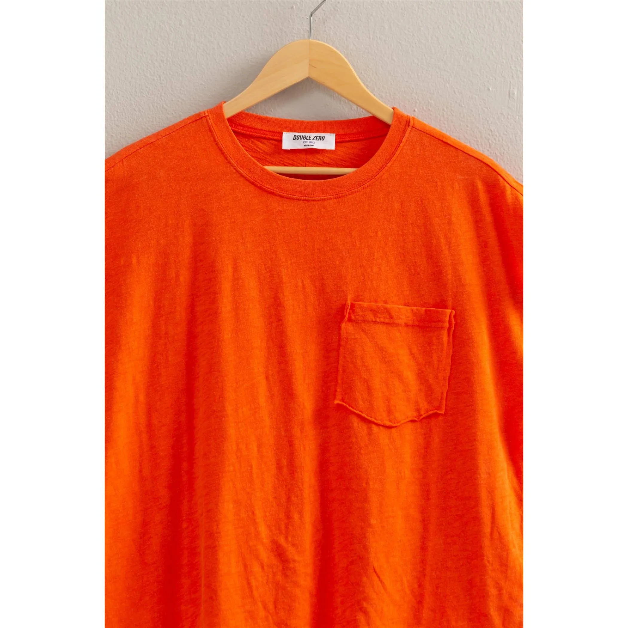 Ivy- Round Neck Single Pocket Boxy Washed Tee