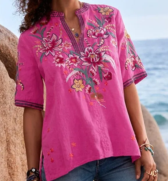 JOHNNY WAS Jessica Easy V Neck Top  Size XL NWT