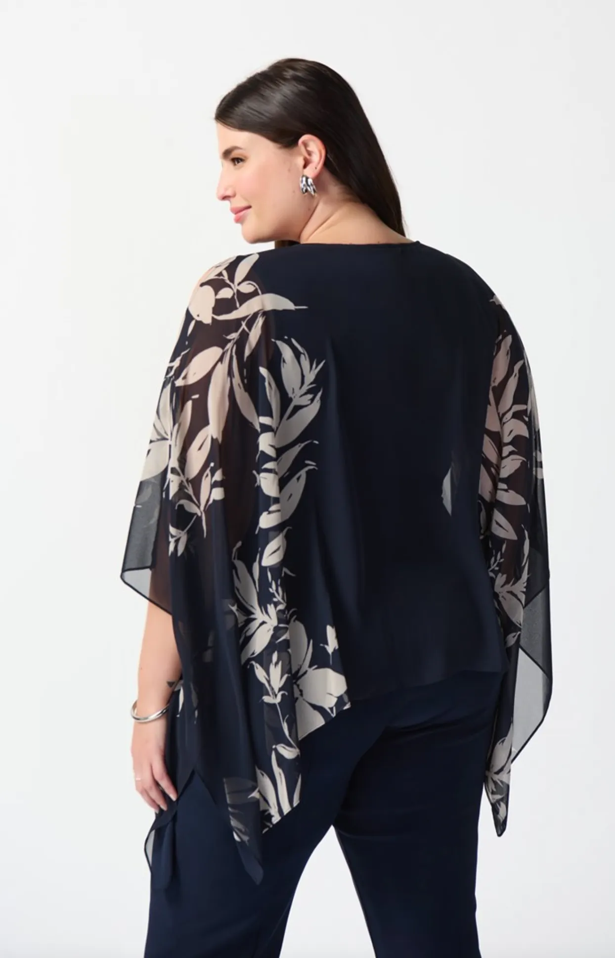 Joseph Ribkoff Floral Print Chiffon Poncho