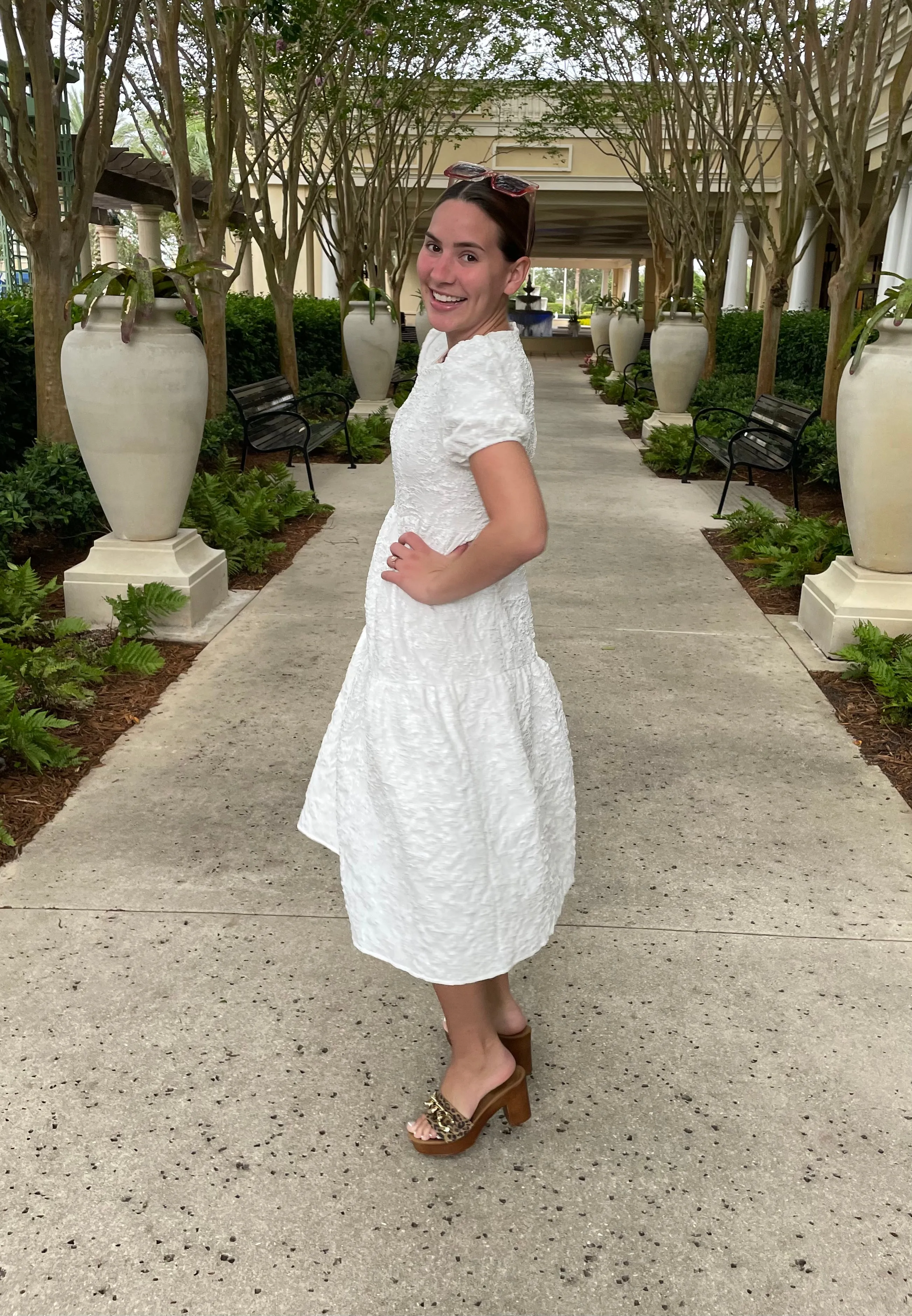 Juliet White Textured Dress