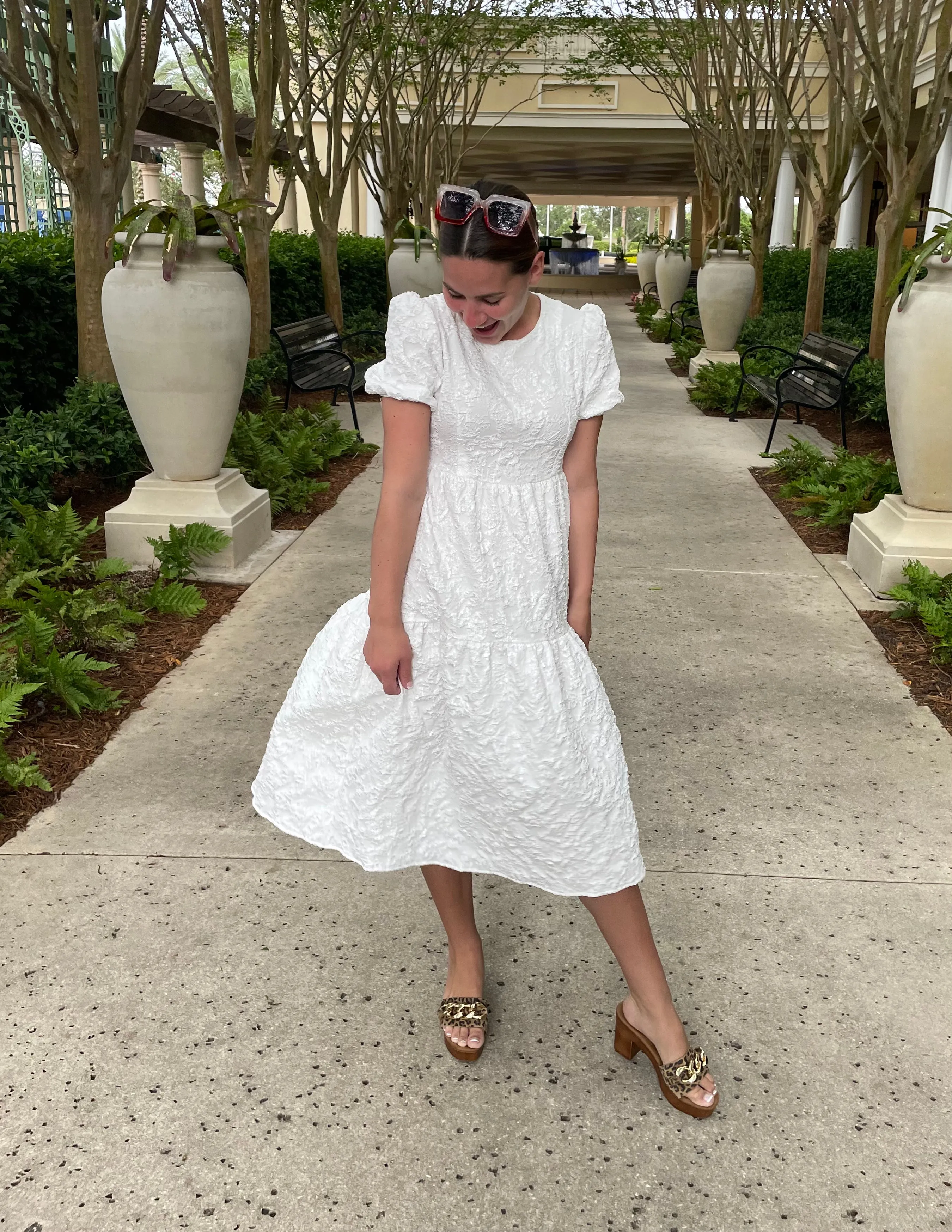 Juliet White Textured Dress
