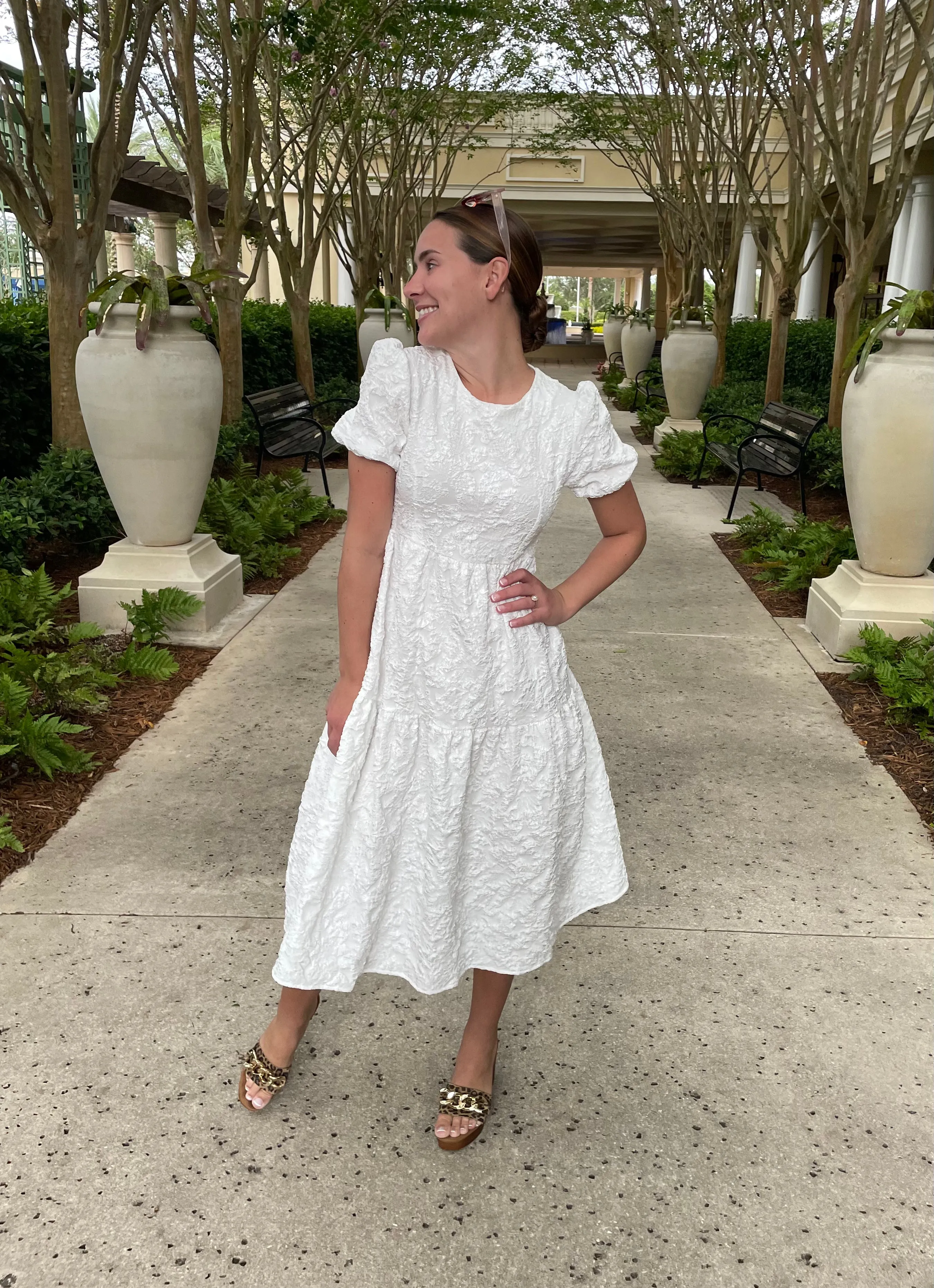 Juliet White Textured Dress