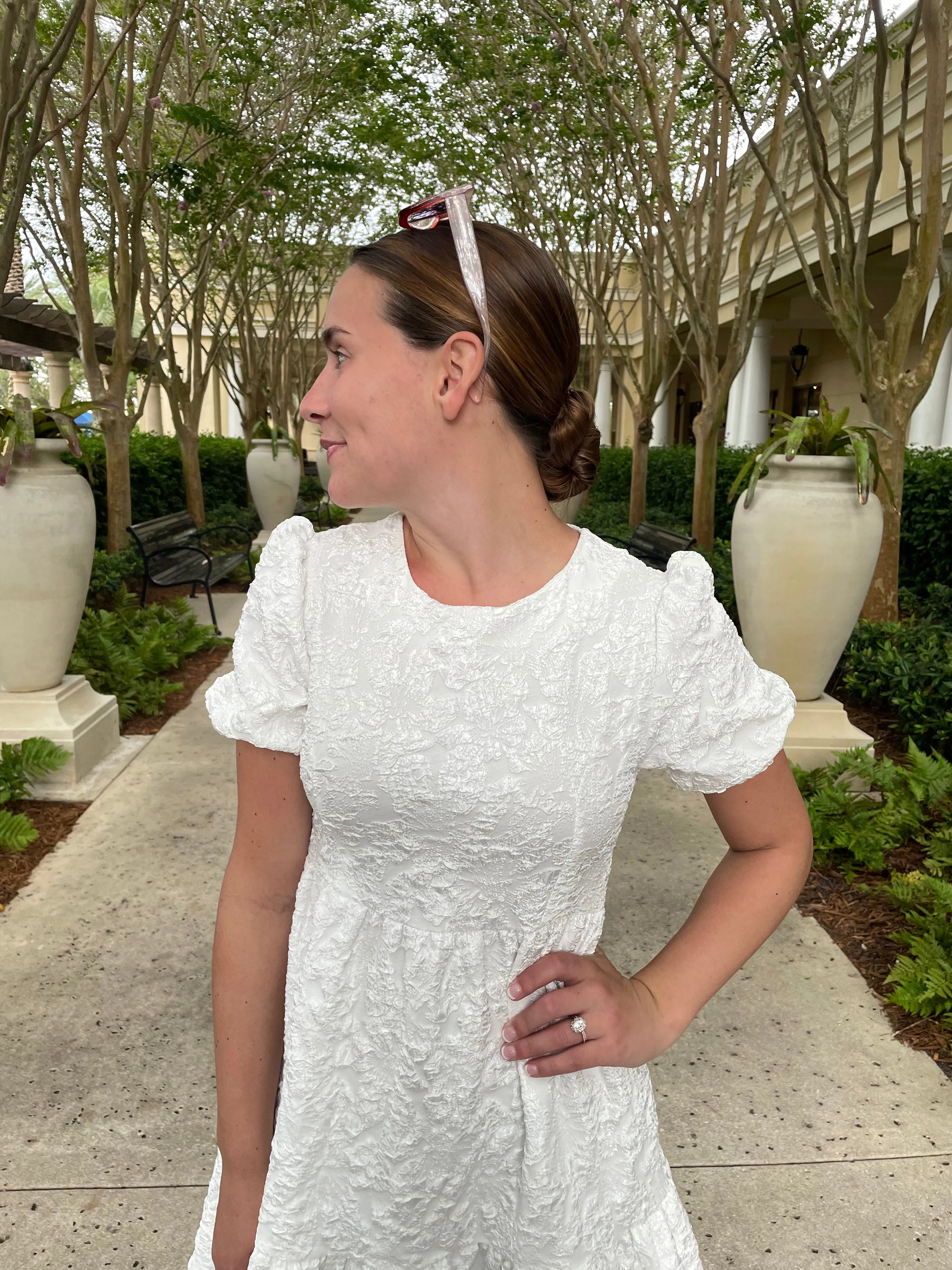 Juliet White Textured Dress