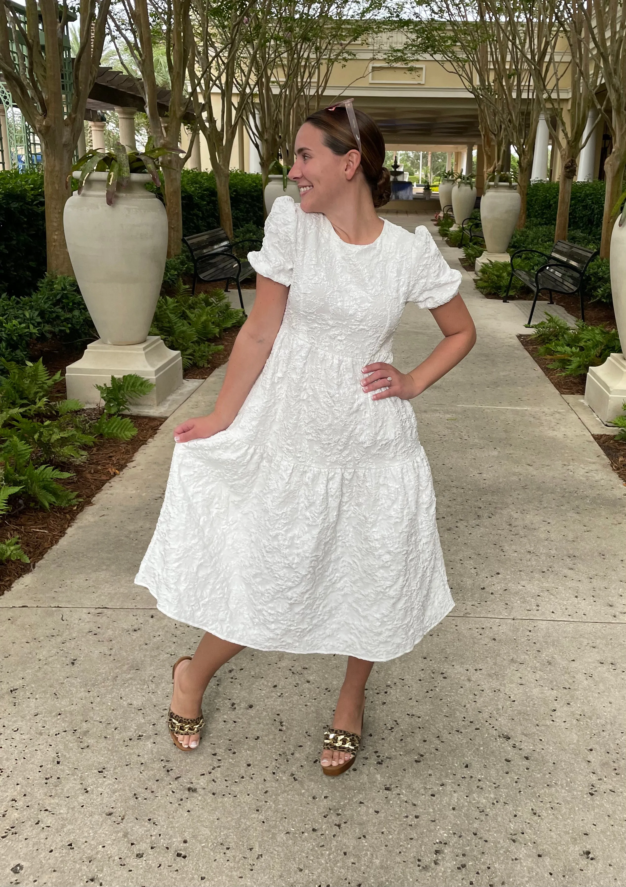 Juliet White Textured Dress