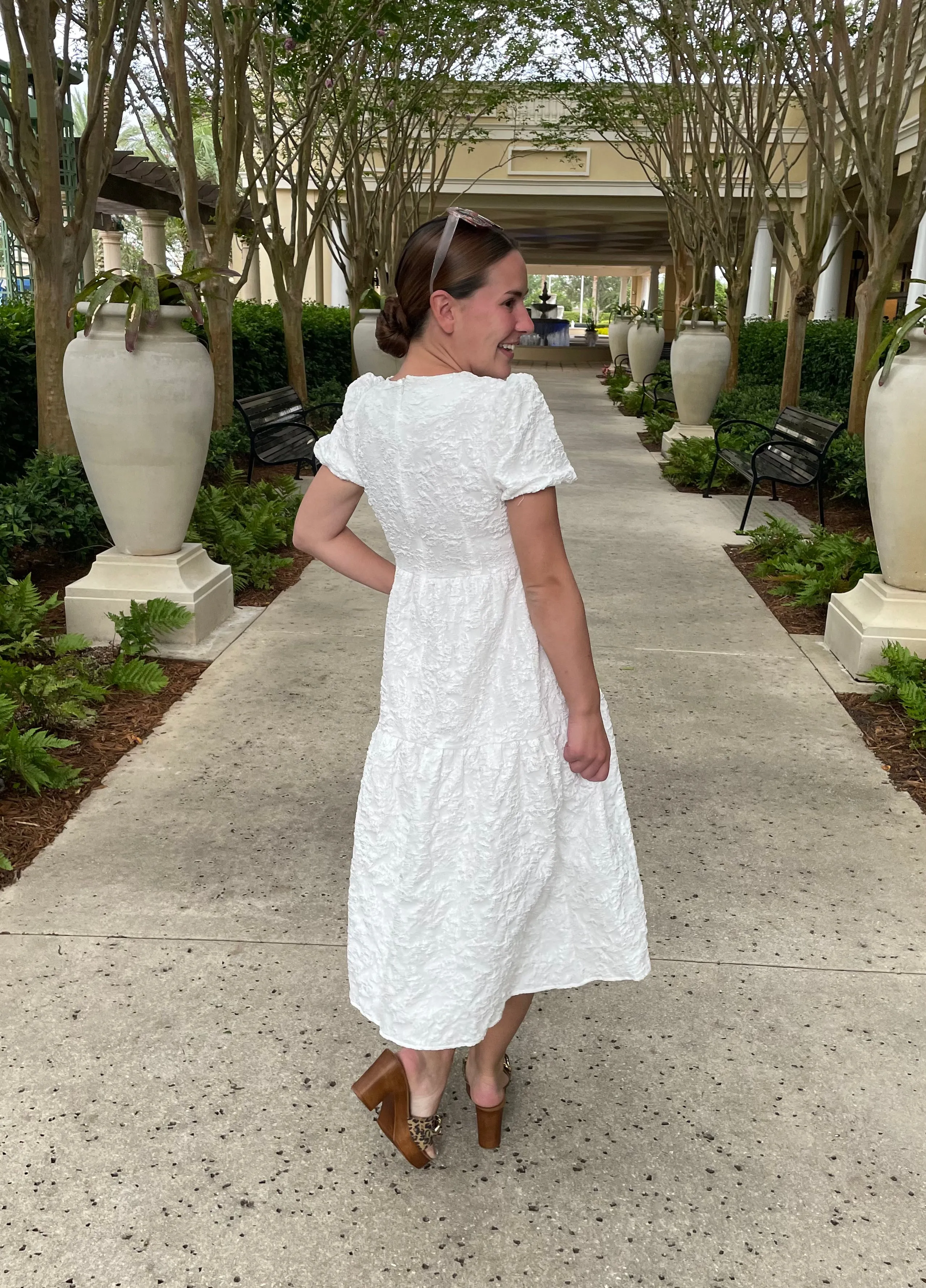 Juliet White Textured Dress